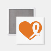 Leukämie Krebs Orangefarbener Herzbandmagnet Magnet (Vorderseite/Rückseite)