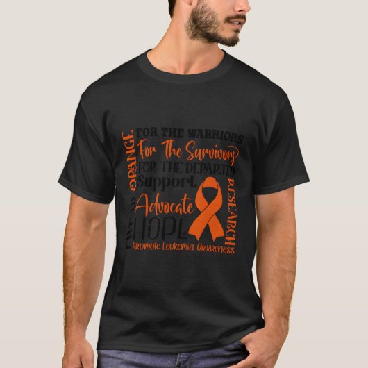Leukämie Krebs-Orangen-Krebs-Bewusstsein T-Shirt (Vorderseite)