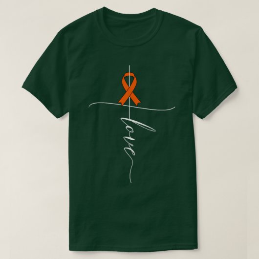 Leukämie Krebsbewusstsein Liebe Orange Ribbon Gesc T-Shirt (Design vorne)