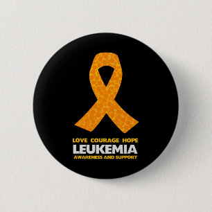 Leukämie Krebsbewusstsein Orange Ribbon Button