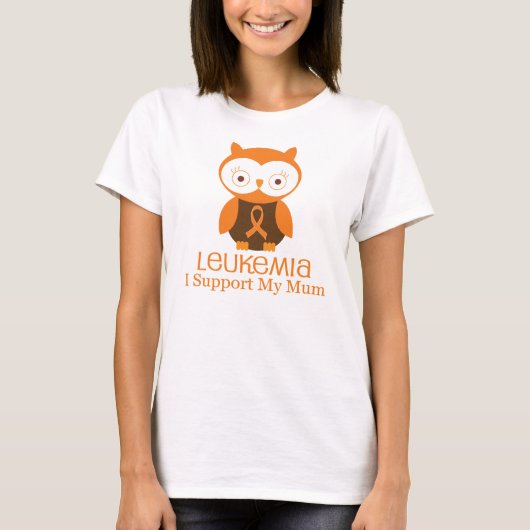 Leukämie-orange Band-Eulen-Mama T-Shirt (Vorderseite)