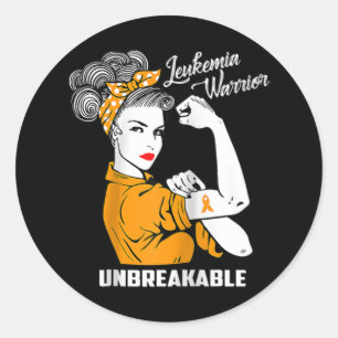 Leukämie Warrior Unzerbrechliches T-Shirt Runder Aufkleber