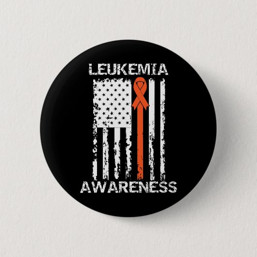 Leukemia Awareness American Flag Orange Ribbon Button (Vorderseite)