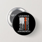 Leukemia Awareness American Flag Orange Ribbon Button (Vorne & Hinten)