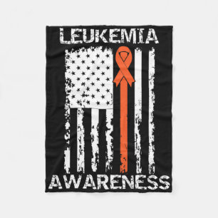 Leukemia Awareness American Flag Orange Ribbon Fleecedecke