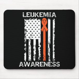Leukemia Awareness American Flag Orange Ribbon Mousepad
