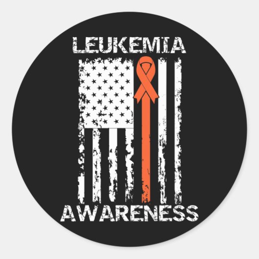 Leukemia Awareness American Flag Orange Ribbon Runder Aufkleber (Vorderseite)