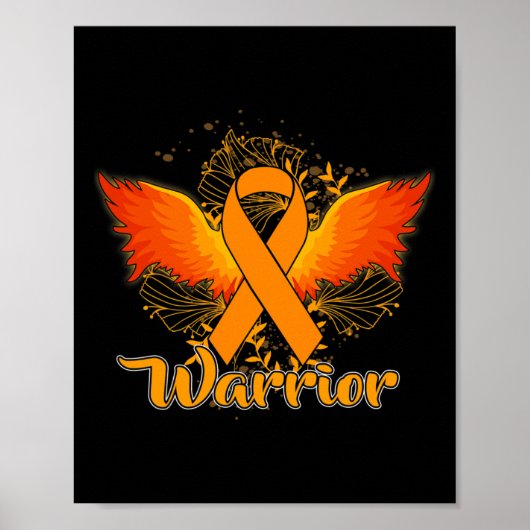 Leukemia Awareness Fun Warrior Orange Ribbon Gesch Poster (Vorne)
