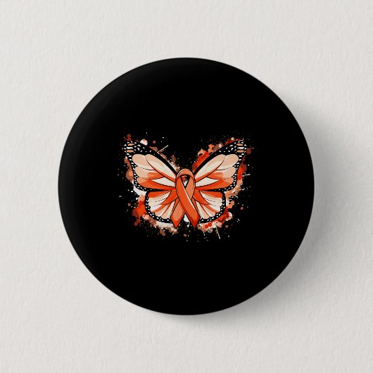 Leukemia Awareness gibt Orange Ribbon Butterfly Button (Vorderseite)
