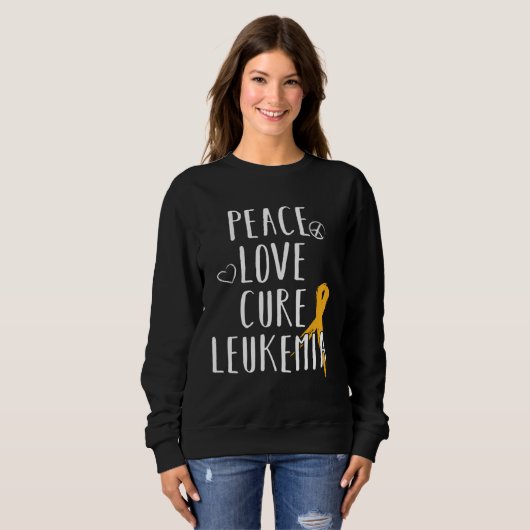 Leukemia Awareness Love Peace Cure Leukemia Sweatshirt (Vorne ganz)