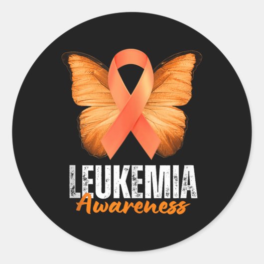 Leukemia Awareness Orange Ribbon Butterfly Tank To Runder Aufkleber (Vorderseite)