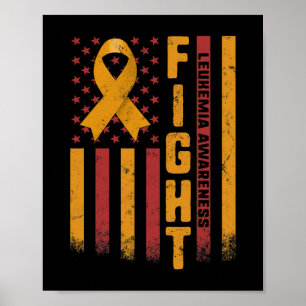 Leukemia Awareness Orange Ribbon USA Flaggenwächte Poster