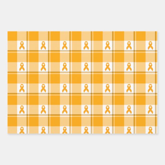 Leukemia Awareness Plaid Orange Ribbon Geschenkpapier Set (Vorderseite 3)