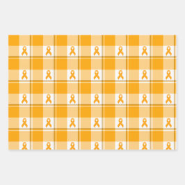Leukemia Awareness Plaid Orange Ribbon Geschenkpapier Set
