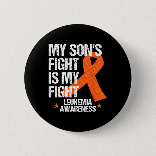 Leukemia Awareness Son Fight Orange Ribbon Geschen Button (Vorderseite)