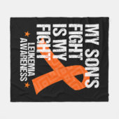 Leukemia Awareness Son Fight Orange Ribbon Geschen Fleecedecke (Vorderseite (Horizontal))