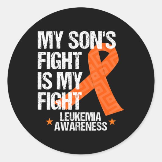Leukemia Awareness Son Fight Orange Ribbon Geschen Runder Aufkleber (Vorderseite)