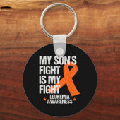 Leukemia Awareness Son Fight Orange Ribbon Geschen Schlüsselanhänger (Vorderseite)