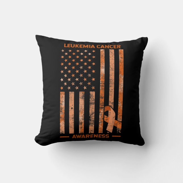 Leukemia Awareness USA Flag Geschenk Leukemia Kissen (Vorderseite)