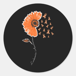 Leukemia Awareness Warrior Orange Ribbon Sonnenblu Runder Aufkleber