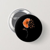 Leukemia Awareness Warrior Orange Ribbon Sunflower Button (Vorne & Hinten)