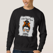 Leukemia Awareness Warrior Support Squad Messy Bun Sweatshirt (Vorderseite)