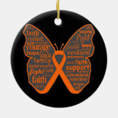 Leukemia Butterfly Collage of Words Keramik Ornament (Hinten)