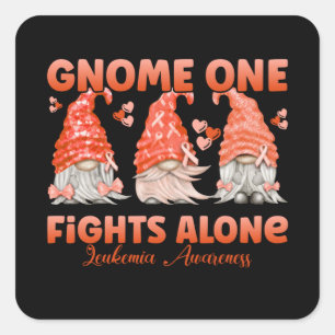 Leukemia Cancer Orange Ribbon Gnome Quadratischer Aufkleber