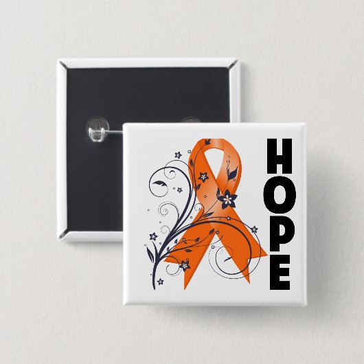Leukemia Floral Hope Ribbon 2 Button (Vorne & Hinten)