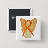 Leukemia Orange Awareness Ribbon Angel Art Buttone Button (Vorne & Hinten)