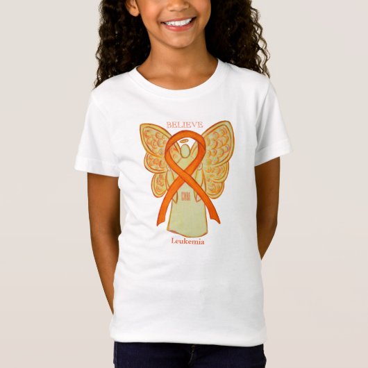 Leukemia Orange Awareness Ribbon Angel Shirt (Vorderseite)