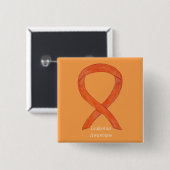 Leukemia Orange Awareness Ribbon Custom Art Button (Vorne & Hinten)
