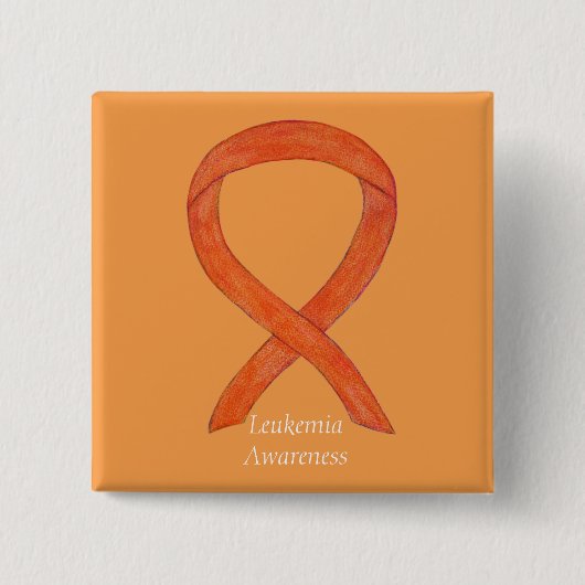 Leukemia Orange Awareness Ribbon Custom Art Button (Vorderseite)