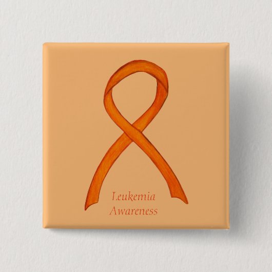 Leukemia Orange Awareness Ribbon Custom Art Button (Vorderseite)