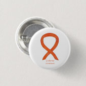 Leukemia Orange Awareness Ribbon Custom Art Button (Vorne & Hinten)