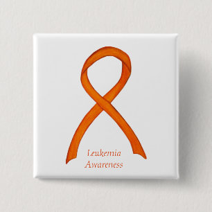 Leukemia Orange Awareness Ribbon Custom Art Button