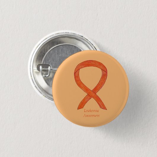 Leukemia Orange Awareness Ribbon Custom Art Button (Vorne & Hinten)