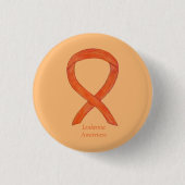 Leukemia Orange Awareness Ribbon Custom Art Button (Vorderseite)