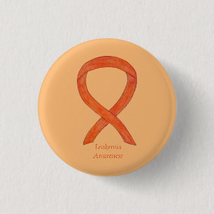 Leukemia Orange Awareness Ribbon Custom Art Button
