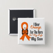 Leukemia Orange Ribbon Hero My Son Button (Vorne & Hinten)