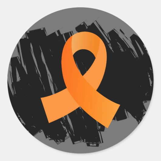 Leukemia Orange Ribbon mit Scribble Runder Aufkleber (Vorderseite)