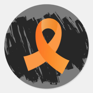 Leukemia Orange Ribbon mit Scribble Runder Aufkleber