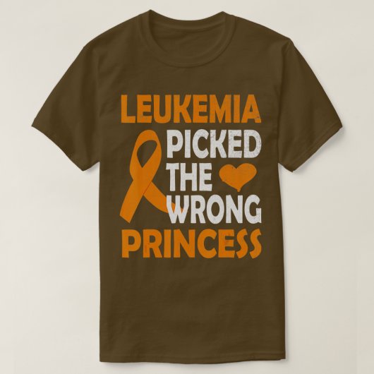 Leukemia Picked The Wrong Princess orange Awarenes T-Shirt (Design vorne)