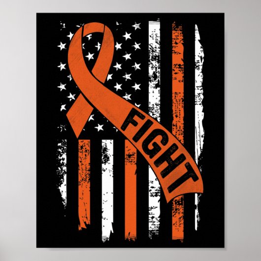 Leukemia Ribbon Fight American Flag Leukemia Aware Poster (Vorne)