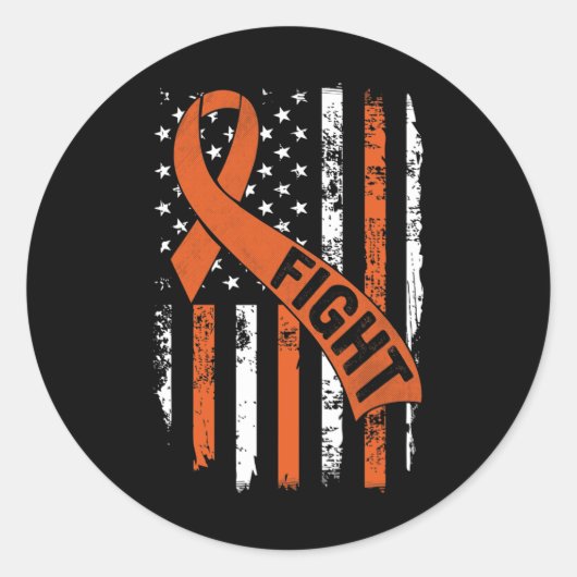 Leukemia Ribbon Fight American Flag Leukemia Aware Runder Aufkleber (Vorderseite)