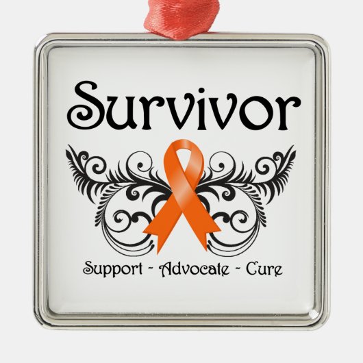 Leukemia Survivor Floral Deko Silbernes Ornament (Vorne)