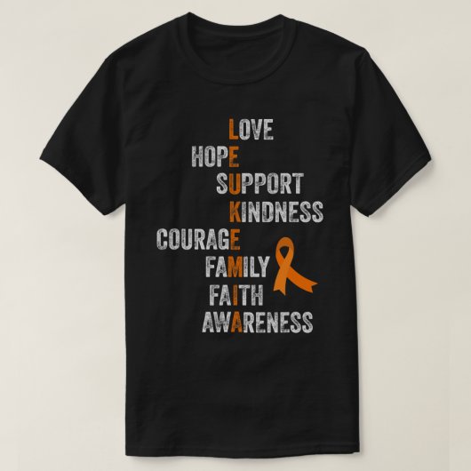 Leukemia Survivor Orange Ribbon Schild Retro Vinta T-Shirt (Design vorne)