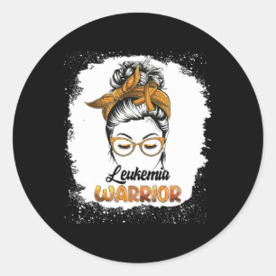 Leukemia Warrior gebleicht Messy Bun Survivor Beli Runder Aufkleber