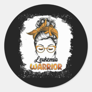 Leukemia Warrior gebleicht Messy Bun Survivor Beli Runder Aufkleber