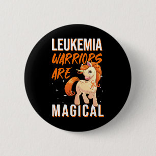 Leukemia Warrior Magical Unicorn Orange Ribbon Hem Button